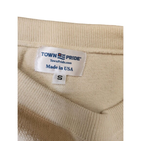 Town Pride Apres Ski Vail Sweater Womens Small Cream Oversized Drop Shoulders - Picture 5 of 9